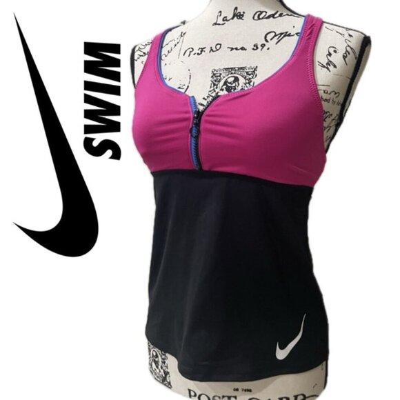 NIKE PUSH UP RACER-TANK TOP PINK AND BLACK SIZE SMALL SPORTY GYM YOGA ATLETIC - Picture 1 of 16